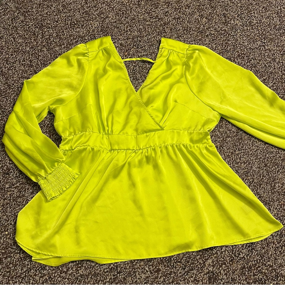 Torrid Vibrant Lime Green Long Sleeve Blouse